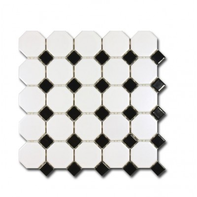 mozaik achteckig Weiß schwarz  Einsatz El Casa Octagon Black n White 29,5x29,5 El Casa - 1