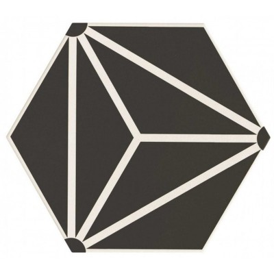 Sechseckige Fliesen schwarz  muster Dreieck Realonda Osaka Black 28,5x33 Realonda - 1