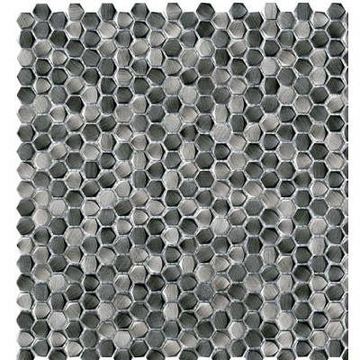 Mozaik 3D Metall silbern Hexagon  Badfliesen Gravity Mosaics Aluminium Hexagon titanium L244008791 30.1X30.7ag L'antic Colonial 