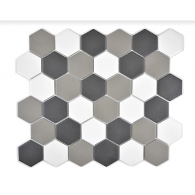 Mozaik sechseckig grau Weiß schwarz  mat Metropol MM 0584 32,5 x 28,1 Metropol - 1