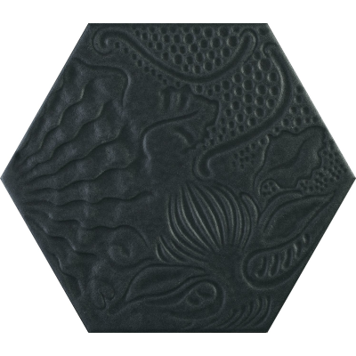 Sechseckiges Porzellan schwarz  mit Muster Codicer Gaudi Black sechseckig 25x22 Codicer - 1